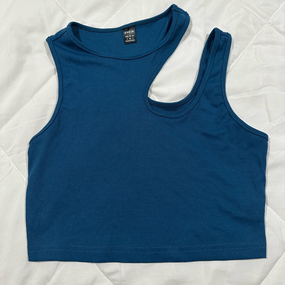 SHEIN Teal Asymmetrical Tank Top